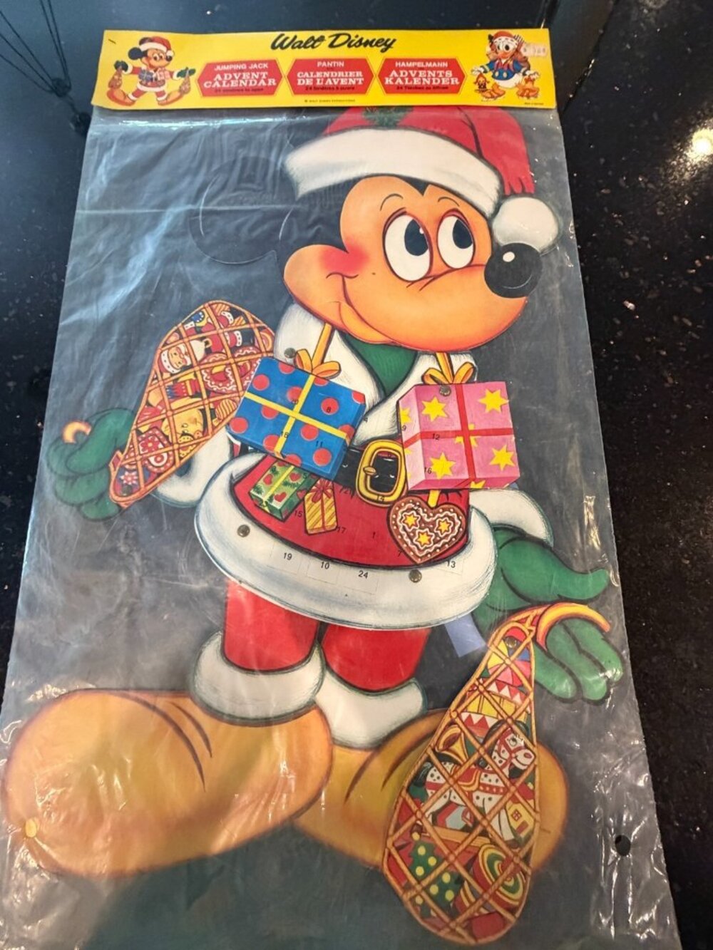 Vintage Disney Mickey Mouse Christmas Santa Claus Advent Calendar NOS New Large